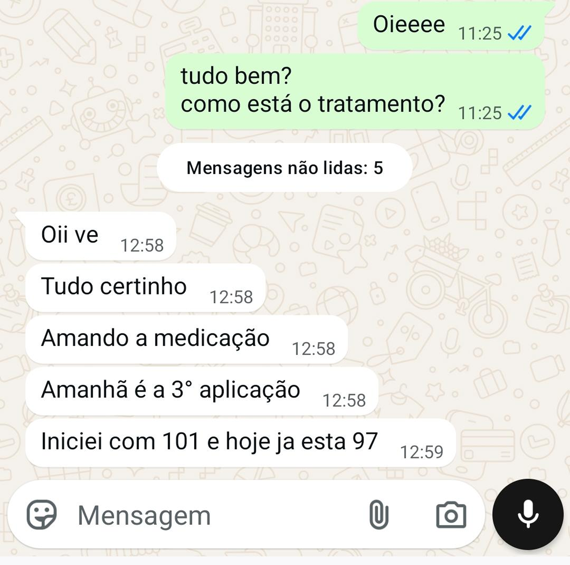 Print de WhatsApp: depoimento de paciente Slima